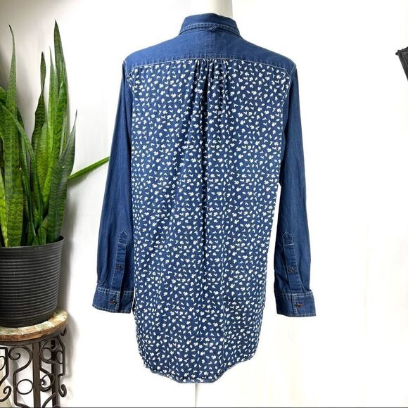 INES DE LA FRESSANGE Large Cotton Denim Long Sleeve Floral Back - Picture 11 of 14